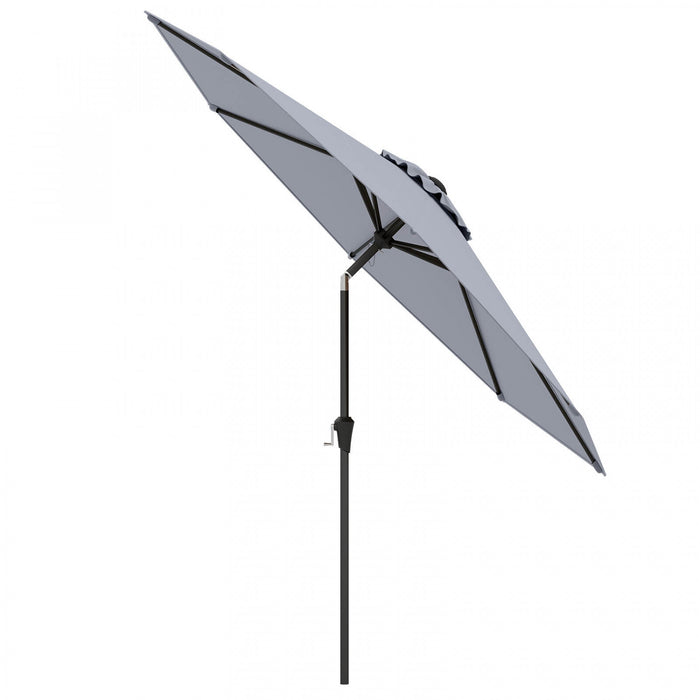 Costway Parasol de patio avec inclinaison a bouton-poussoir, manivelle, 8 nervures solides pour patio, jardin Gris