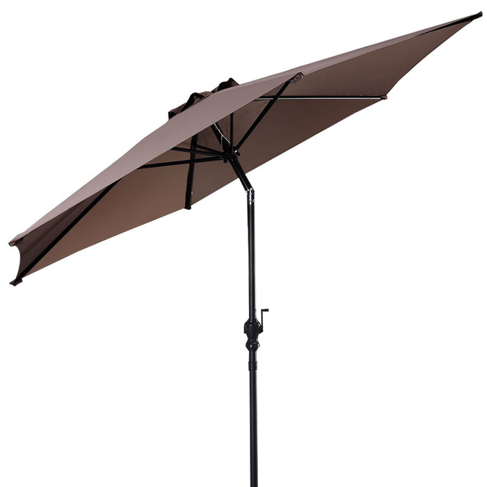 Costway Parasol de Patio 9ft Marche en Acier Incline avec Manivelle Cour Jardin Tan
