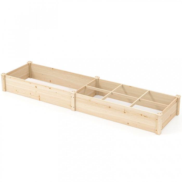 Lit De Jardin Eleve En Bois Costway, Planteur De Patio Eleve Avec 7 Compartiments De Plantation Pour La Fleur