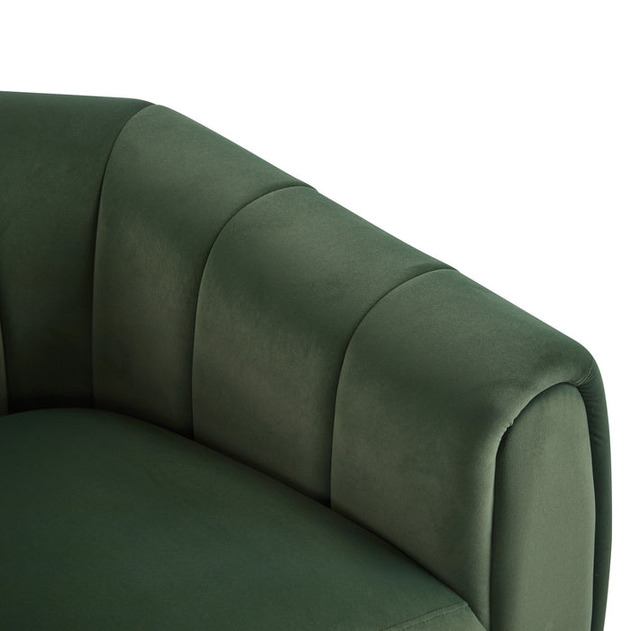 Vela Fauteuil Club Moderne en Velours Pivotant a Coque, Noir, Vert Olive
