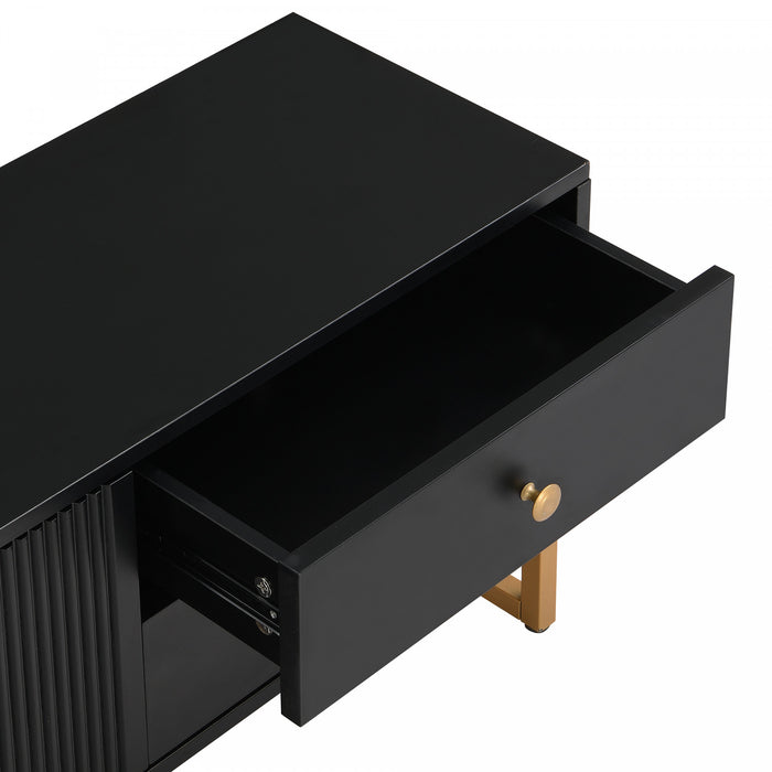 Gavin Meuble TV de 68,8\" avec Tiroirs de Rangement et Fonction d'Organisation des Medias, Noir