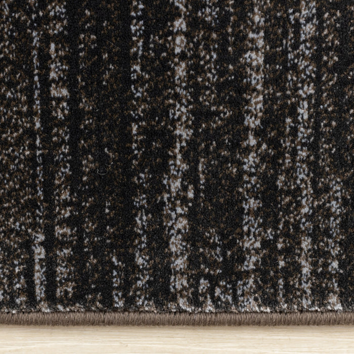Carpette dense Amelia noire et beige à motif de bordure - 5 pi 3 po x 7 pi 7 po