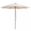 10FT Patio Wooden Market Table Umbrella Pulley w/8 Bamboo Ribs Sunshade Canopy