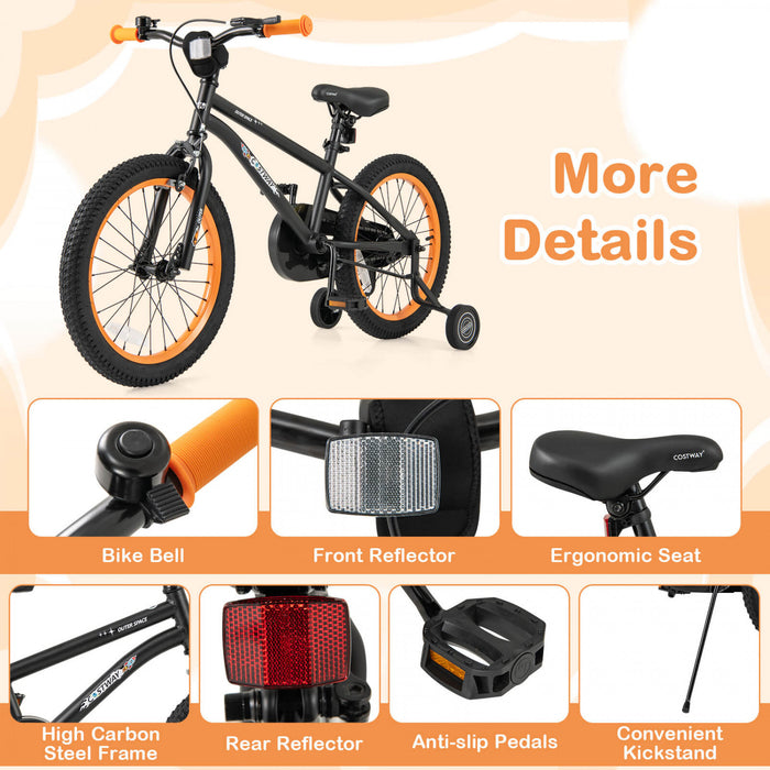 Velo Costway 18 Pouces Pour Enfants De 4 A 8 Ans Avec Selle Reglable Et Guidon Antiderapant Noir