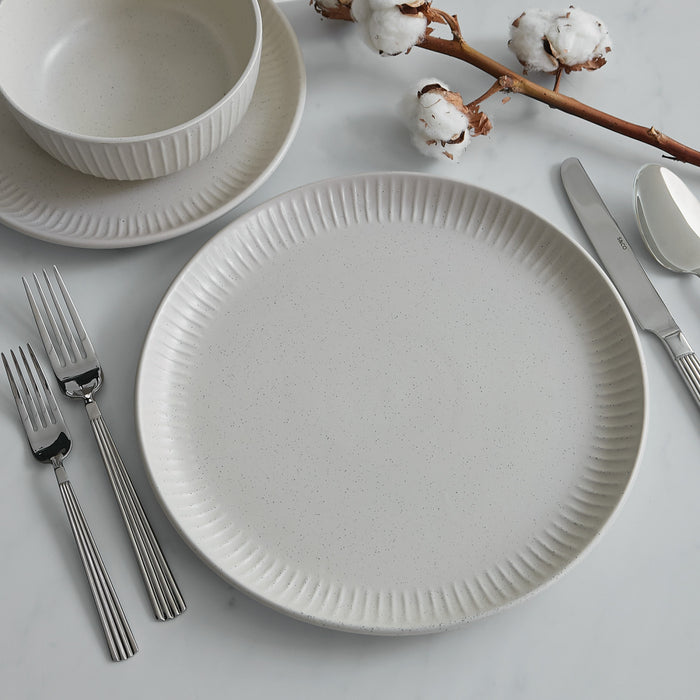 Ensemble de Vaisselle H2K Sesame 12 Morceaux en Gres Texture