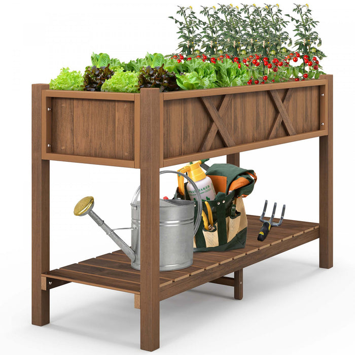 Costway Hips Souleve Lit De Jardin Poly Bois Eleve Planter Boite Avec Les Jambes, Cafe Etagere De Stockage