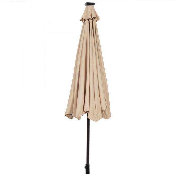 Costway Parasol Solaire de Patio 10ft Lumieres Solaires Exterieur avec Pied de Parasol Mobile de 50 LBS