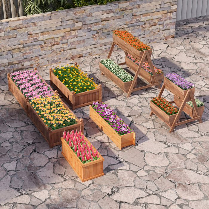 Boite De Planteur Rectangulaire En Bois De Lit De Jardin Eleve Costway Avec 2 Trous De Drainage En Exterieur