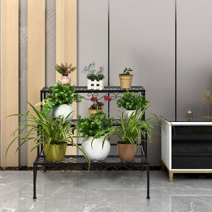 Presentoir Pour Plantes 3 Niveaux, Porte-plantes Sur Pieds, Porte-plantes Multifonctions Pour Interieur Et Exterieur, Pour Collections De Petites Plantes, Presentoir Pour Pots De Fleurs, Pour Veranda, Jardin Et Balcon