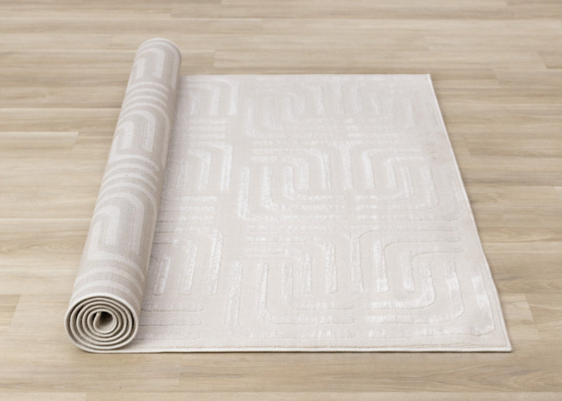 Tapis a motifs de treillis orientaux creme beige Leonardo, 7'10\" x 10'6\"