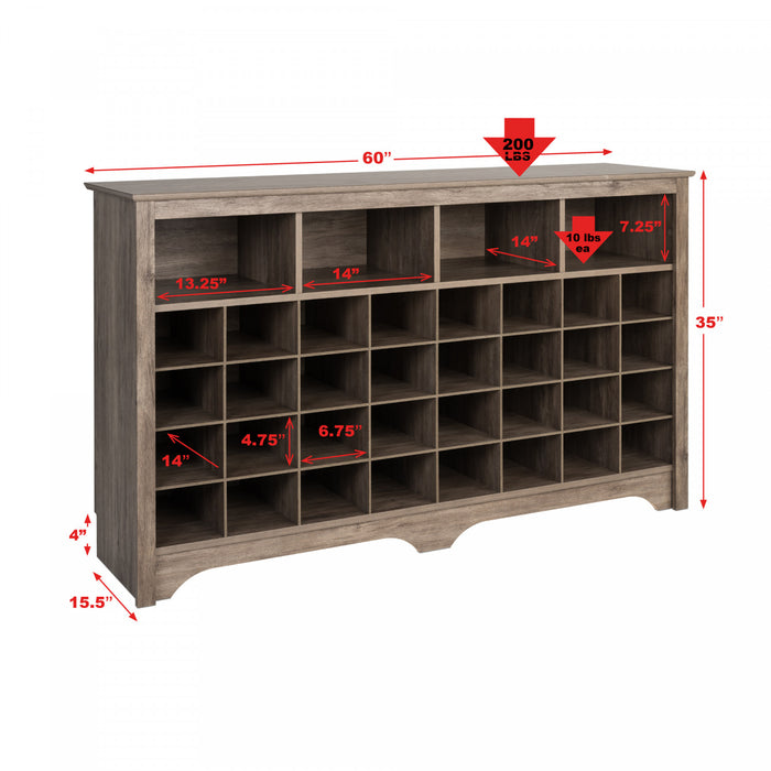 Console à compartiments pour chaussures - gris délavé
