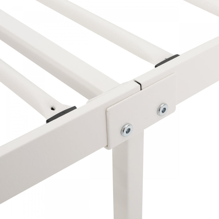 Henry Cadre De Lit En Metal Avec Tete De Lit Vintage, Taille King, Blanc