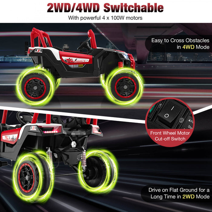 Costway 24v Kids Ride Sur Utv Avec 4 X 100w Puissant Moteur Telecommande Haute / Basse Vitesse Rouge