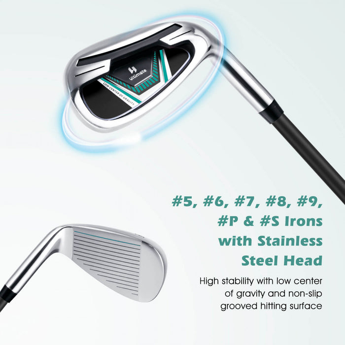 Ultimate Men's Complete Golf Club Set Golf Club Package Set Incl 460cc Avec Capuchon De Pluie Vert