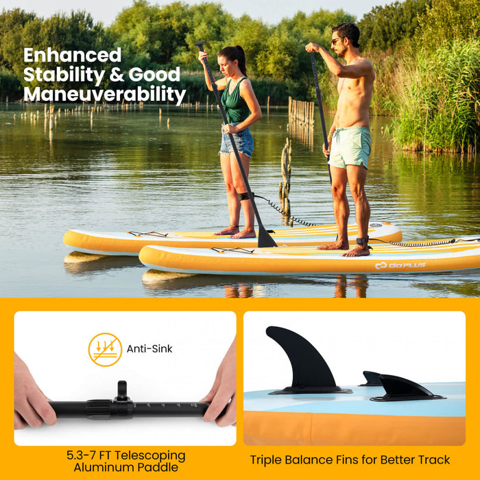 Goplus Grand Tableau Gonflable De Sup, Tableau De Pagaie Portable Avec Des Anneaux 5d Se Tiennent Sur Le Tableau De Pagaie Pour La Jeunesse Et L'adulte Orange