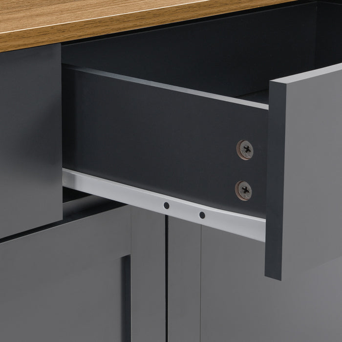 Grace Buffet en Bois Rustique de 55,1\" avec Portes et Tiroirs, Gris