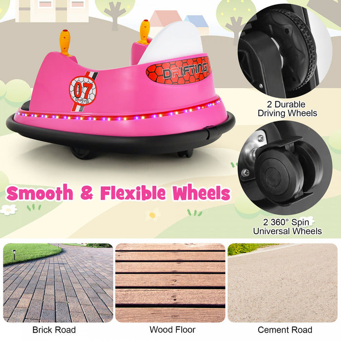 Costway 12v Vehicule 360¡a Spin Race Toy Kids Ride Sur La Voiture Pare-chocs W / Telecommande Rose