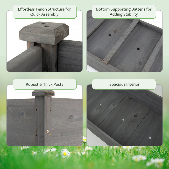 Costway En Bois Souleve Lit De Jardin De Legumes Eleve Cultiver Planteur De Legumes Gris