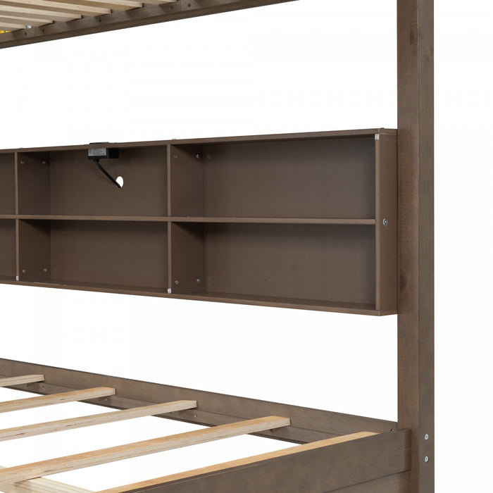 Aaron – Lit Superpose En Bois Avec Armoires De Rangement Et Ports Usb, Format Grand, Fini Bois Vieilli