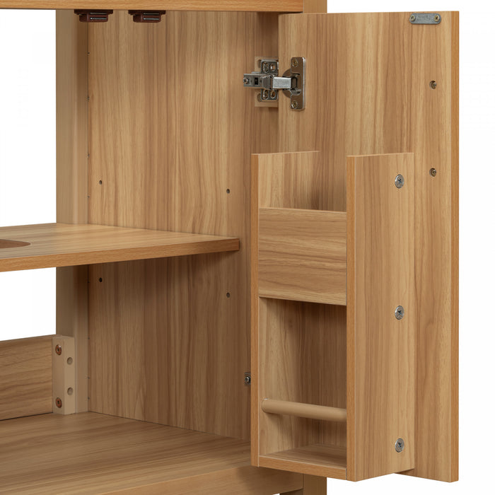 Meuble de salle de bain en bois moderne Nolan 24 pouces avec lavabo ceramique et rangement, brun