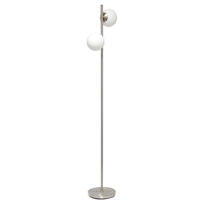 Liam Lampadaire moderne a 2 lumieres, Nickel brosse, 66 po H