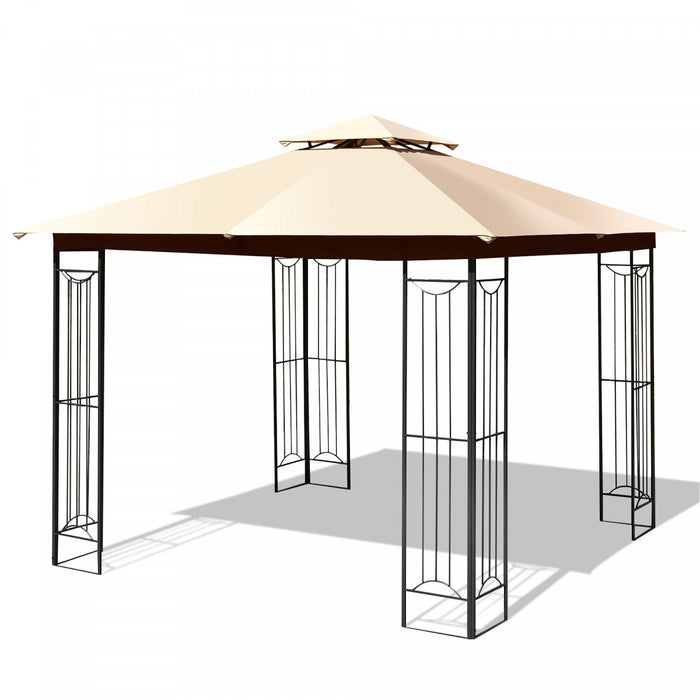 Costway 10’ X 10’ Patio Canopy Gazebo Exterieur 2-tier Tente En Acier Robuste En Forme De L