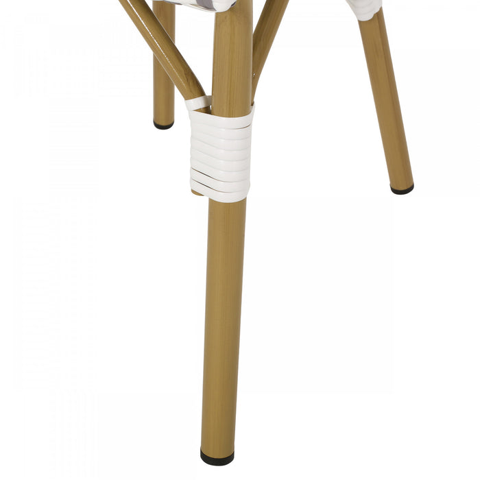 Chaises de bistrot francaises Julien en rotin synthetique et aluminium, lot de 2 - gris et blanc