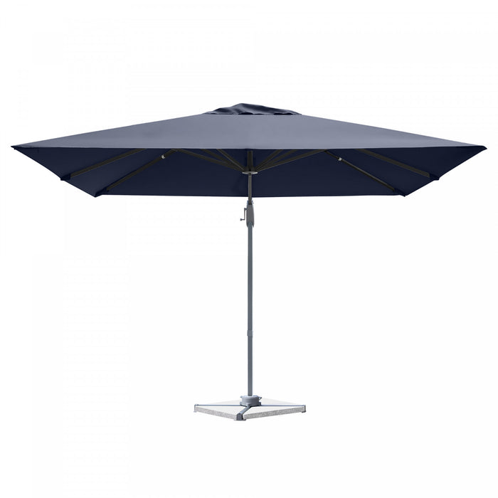 Costway Parasol cantilever 10x10 ft pour terrasse, aluminium, rotation 360°, inclinable, bleu marine