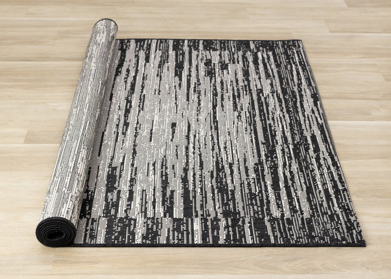 Tapis d'exterieur Jackson noir et gris vieilli, 5'3\" x 7'7\"