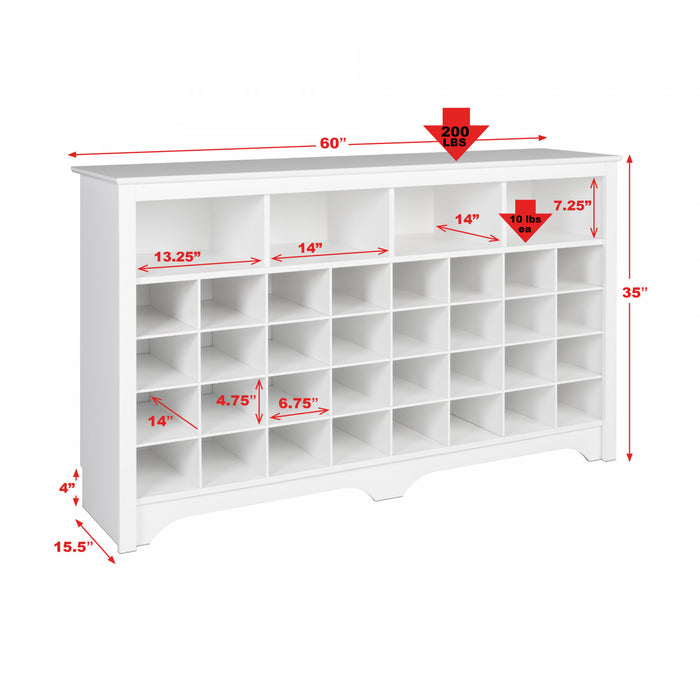 Console à compartiments pour chaussures - blanche