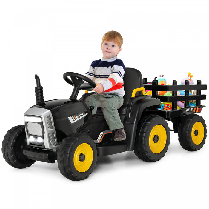 Costway Tracteur A Remorque Electrique 12v Avec Telecommande Et Lumieres Led