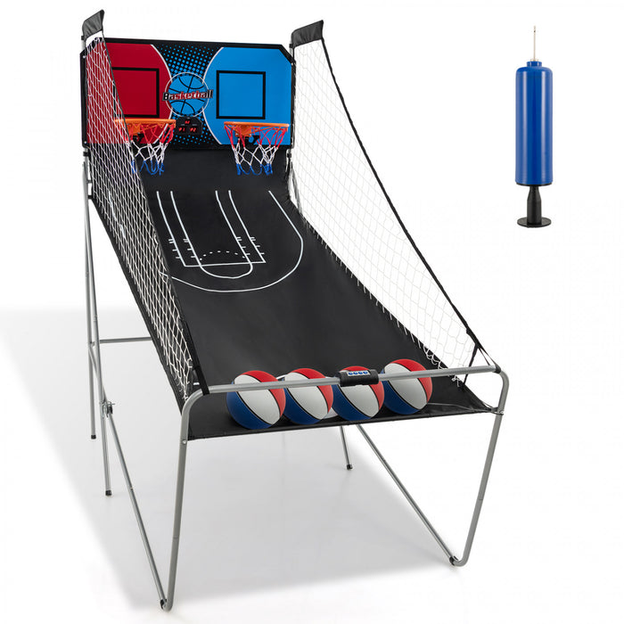 Costway Double Shot Basketball Arcade Game Avec 8 Modes De Jeu Arcade Sound Electronic Scoring Red
