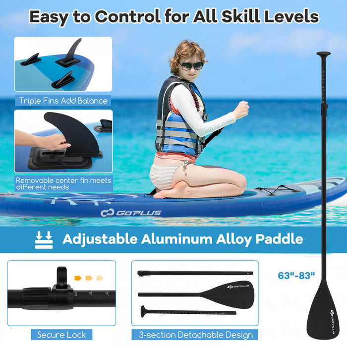 Grand Conseil Gonflable De Sup Goplus, Conseil De Pagaie Portable Avec Des Anneaux 5d Se Tiennent Sur Le Conseil De Pagaie Pour La Jeunesse Et L'adulte Marine