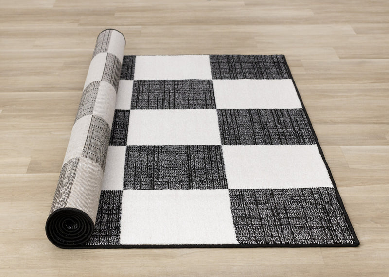 Tapis Covington a Carreaux Noir et Blanc, 5'3\" x 7'7\"