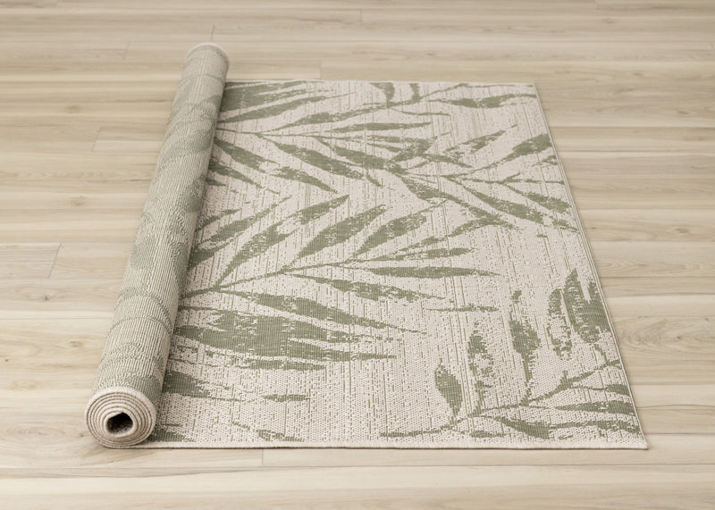 Tapis d'exterieur Jackson Taupe Blanc a bordure elegante, 6'7\" x 9'6\"