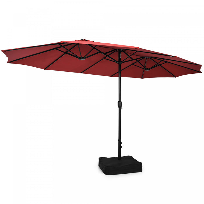 Costway Parasol double face de 15 pieds pour patio, parasol de marche exterieur, bordeaux
