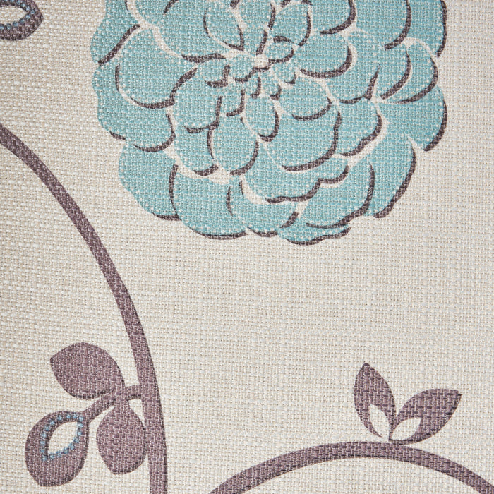 Fauteuil D’appoint Catherine En Tissu aspect lin Avec Pieds En Bois - Blanc Et Bleu