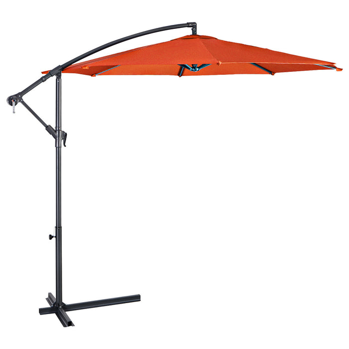 Costway Parasol suspendu 10' FT pour patio, ombre solaire decalee exterieur Marche base Croix Orange