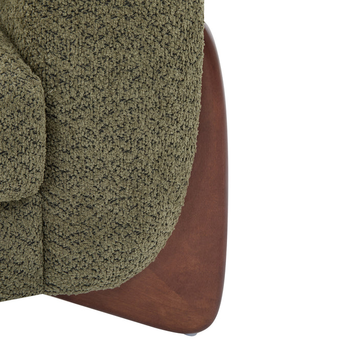 Harold Canape 3 places en bois de 82,75\" avec revetement boucle et sherpa, vert olive