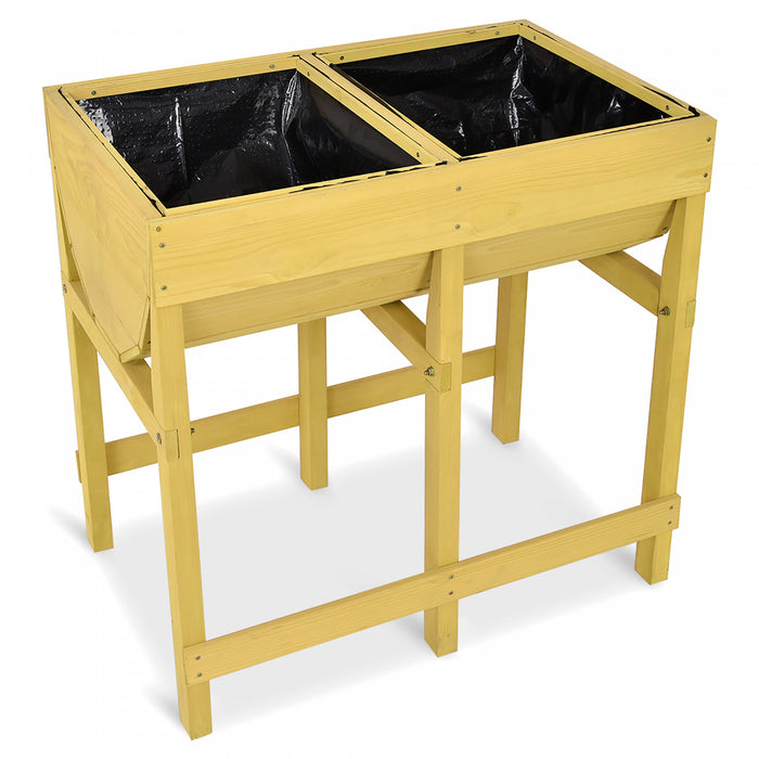 Costway Table De Culture Jardiniere Sur Pieds Jardiniere En Bois Jardiniere Surelevee En Sapin 70 X 44,5 X 72 Cm Potager Sur Pied En Bois Jaune