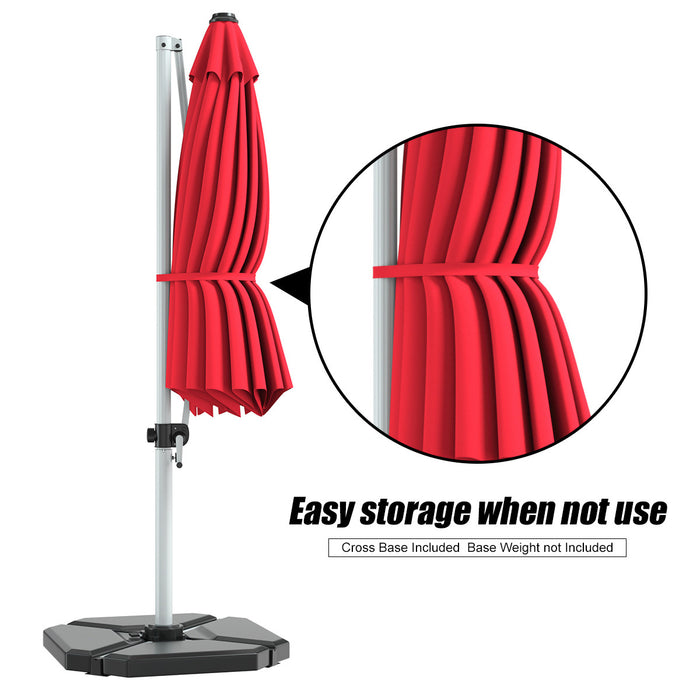 Costway Parasol deporte pour patio de 11 pieds, rotation a 360 degres, inclinaison en aluminium, rouge