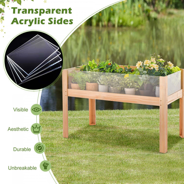 Costway A Souleve Le Lit De Jardin En Bois 31 \"terrarium De Plante De Boite De Plante Elevee Avec Trous De Drain