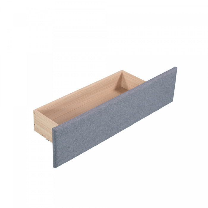 Tyler – Lit De Jour Rembourre En Tissu Aspect Lin Avec Lit Gigogne Et Rangement, Format Simple, Gris