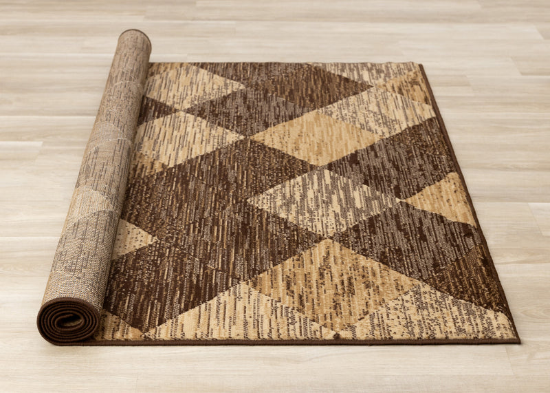 Tapis Florence a motif de losanges vieillis brun beige, 7'9\" x 10'6\"