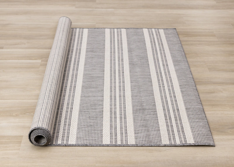 Tapis Jackson a rayures creme taupe, 5'3\" x 7'7\"