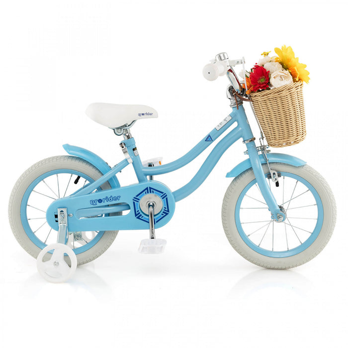 Prorider 14\" Velo Enfant Avec Roues D'entrainement Reglable Guidon Siege Frein A Main Bleu