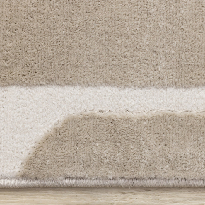 Carpette Leopold beige et crème de style moderne du milieu du 20e siècle - 6 pi 7 po x 9 pi 6 po