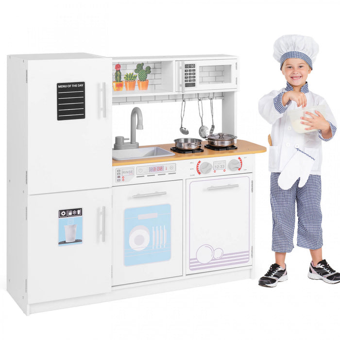 Costway Kids Kitchen Play Set Avec Cuisiniere Lave-vaisselle Four Micro-ondes Amovible