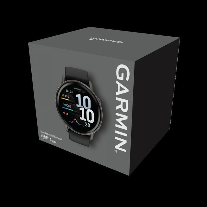 Montre intelligente multisport Garmin Venu 4 45 mm Slate - Moniteur de performance, estimation de l'age de fitness, navigation etape par etape, technologie SatIQ, controle vocal