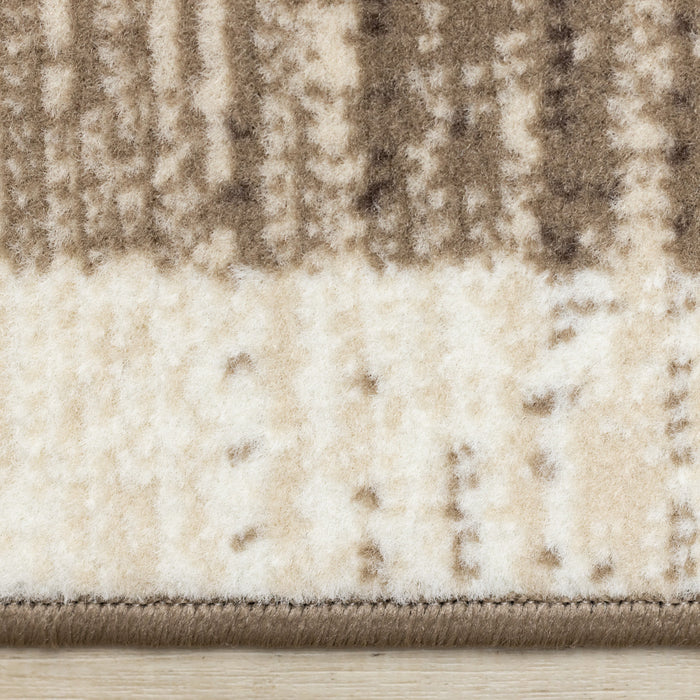 Carpette Forte brune, beige et crème à motif géométrique abstrait - 5 pi 3 po x 7 pi 5 po